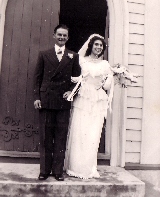 Monica and Denis leaving church